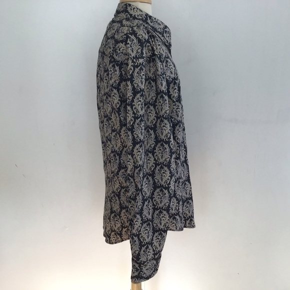 Calvin Klein Jeans black and cream retro inspired print button up shirt Size XL - Picture 2 of 7